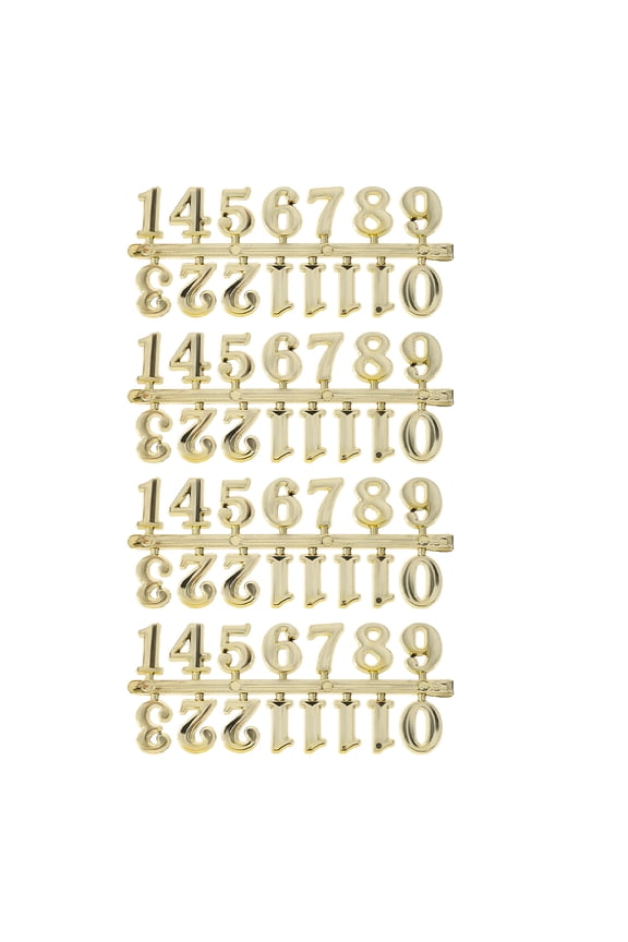 4 Set Small Metal Clock Numbers Tone Plastic Self Adhesive for Craft Projects and Home Decor