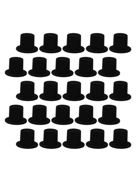 Tiny Top Hats Black Velvet Resin for DIY Crafts and Party Decor 40Pcs