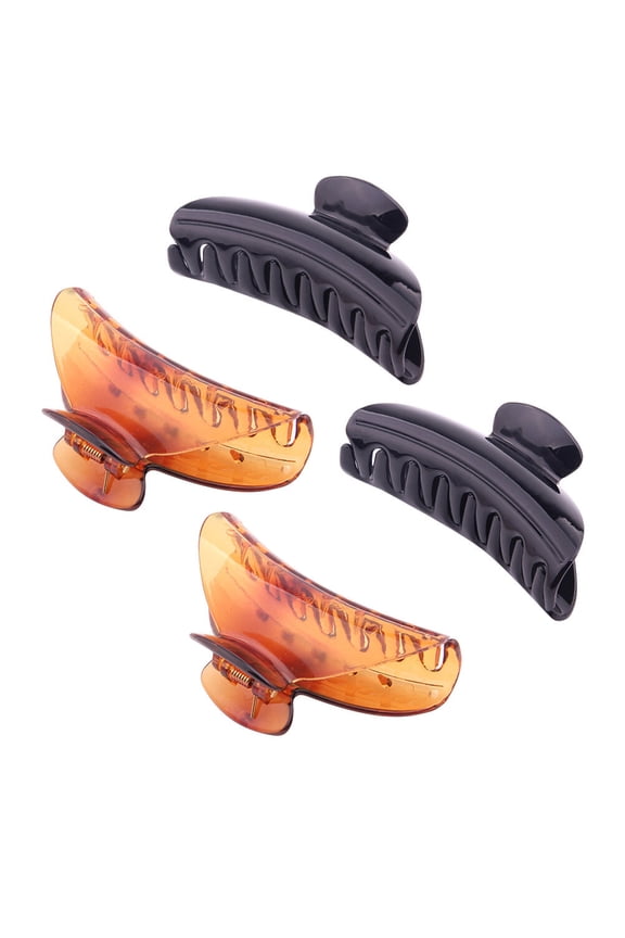 4PCS Set Brown Hairpin Four Finger Hair Clip for Women Daily Use