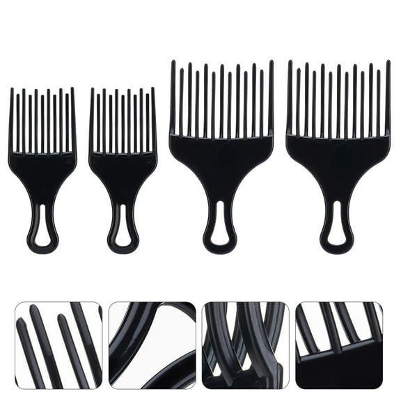 Minkissy 4Pcs Black Wide Pick Comb Curly Hair Detangling Combs Hair Styling Combs for Travel