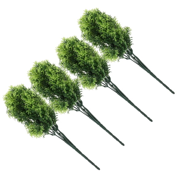 Minkissy 4Pcs Artificial Green Grass Stems Plastic Plants for Table, Balcony, Home and Office Decoration