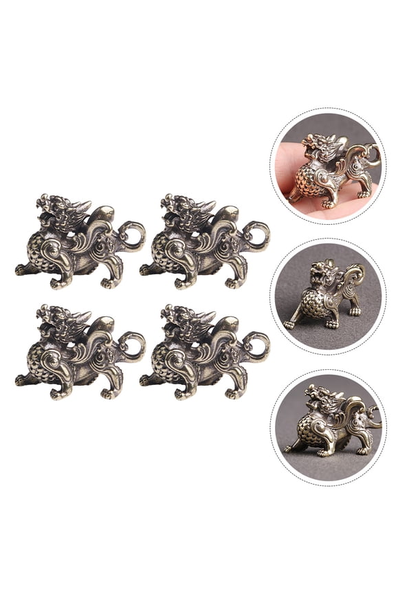 Pendant Key Chain Golden 4Pcs 1.40X0.98X0.79in