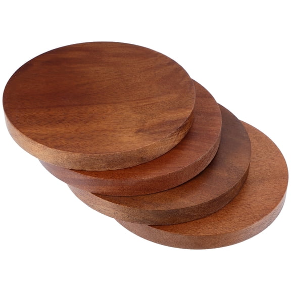 UPOUART Round Wooden Coasters Home Use Non-Slip and Heat-Insulating 4Pcs