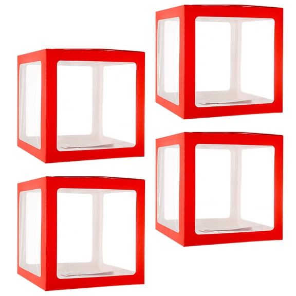 Minkissy 4pcs Balloon Decoration Box Paper Red for Wedding Birthday Party