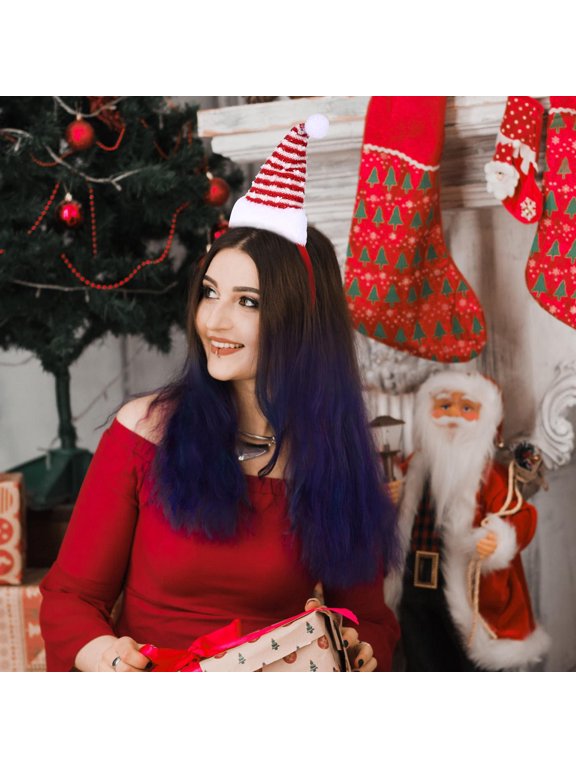 4Pcs Santa Hat Headband Festival Hair Hoop Christmas Accessory Assorted Colors