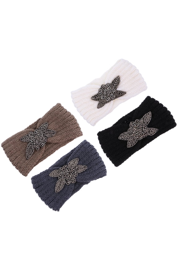 4Pcs Scarf Headband Warm Knitted Hairbands for Women in Assorted Color