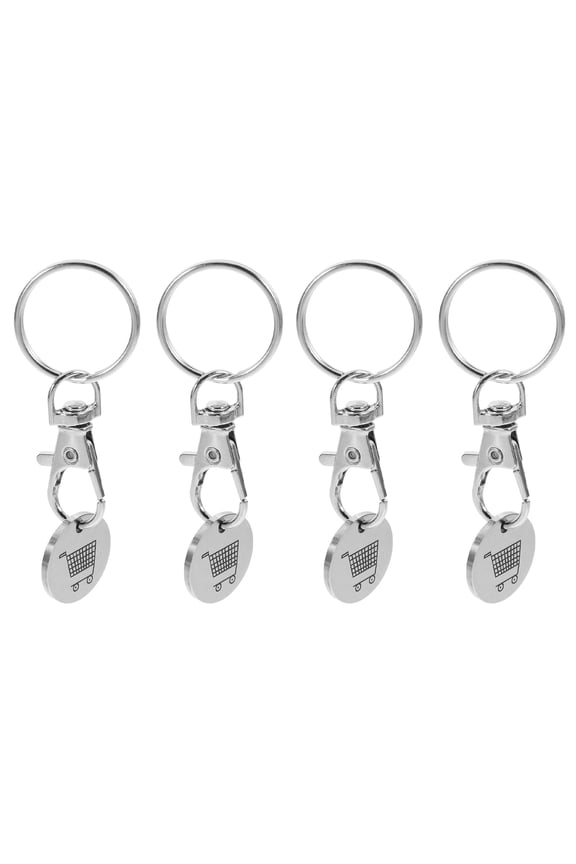 4Pcs Shopping Cart Token Keychain Metal Quarter Holder with Keyring for Convenient Daily Use