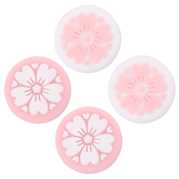 Minkissy 4Pcs Silicone Joystick Grip Button Case Pink Easy to Install Abrasion Resistant Cover