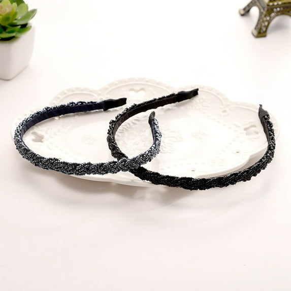 Minkissy 4-Pack Shiny Beaded Wig Braid Hair Hoops Headbands in Assorted Colors for Prom, Tea Party, and Special Events