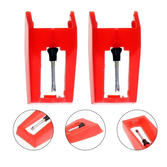 Minkissy 4Pcs Rotatable Red Stylus Needles Compatible with Turntables Record Player Replacement Parts