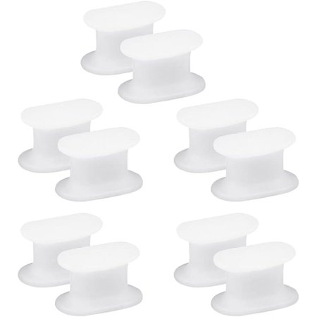Minkissy 5 Pairs Toe Separators Hallux Transparent Correction with a Bit of Stiff for Overlapping Toes Hammer Toes Pain Relief (White)