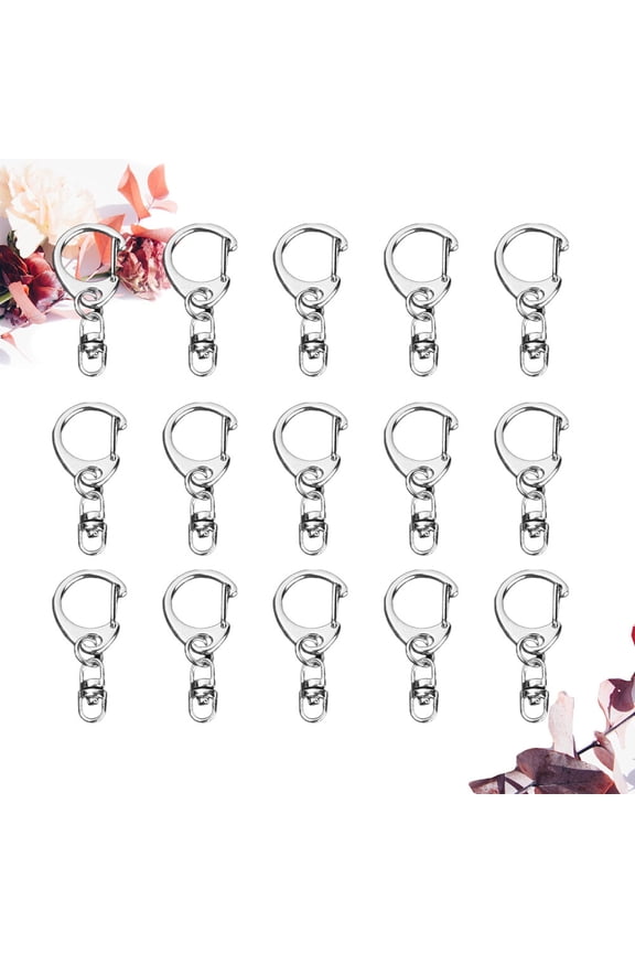 50Pcs Durable Plated Zinc Alloy C-Shape Keychains Key Ring Unique Design Pendant