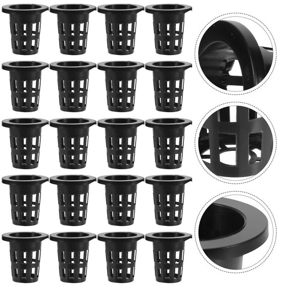 Minkissy Black  Hydroponics Net Cup Pots Soilless Cultivation Garden Containers 50Pcs Ventilation for Roots