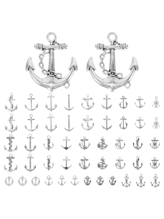 50 Pieces Vintage Plated Anchor Charms for Jewelry Making, Keychain Pendants, Nautical Craft Supplies Accessories