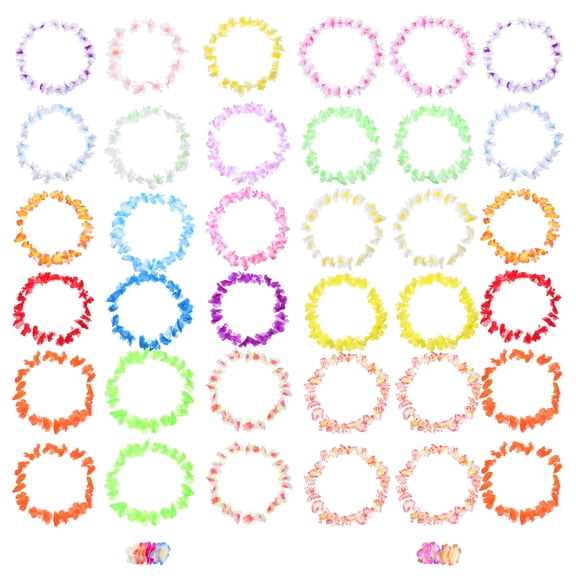 Minkissy 52Pcs Hawaiian Lei Bunting Assorted Color Decoration Party Favors Luau Theme Any Age Group