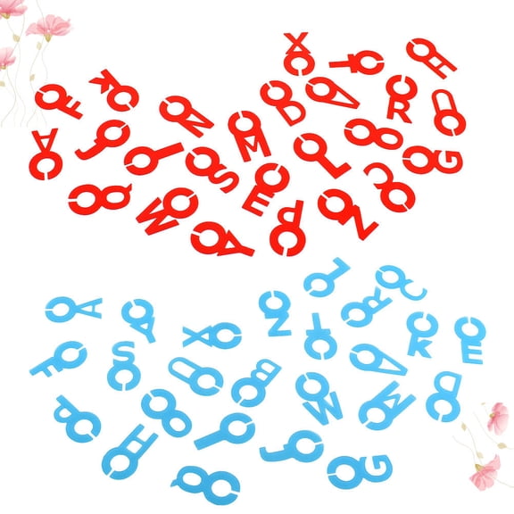 Minkissy 52Pcs Washable Cup Markers Alphabet Letters for Marking Glasses at Cocktail Parties Red and Blue
