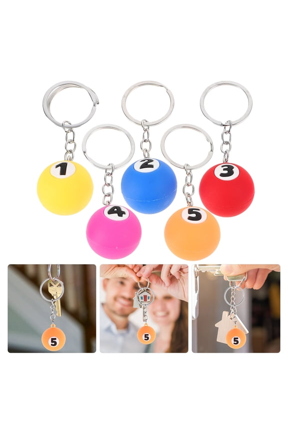 5Pcs Pool Ball Keychain Durable Creative Pendant for Backpack Purse Charm
