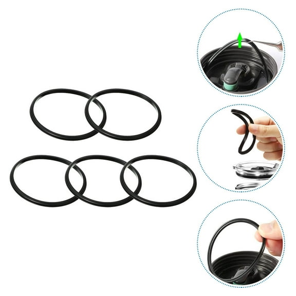 Minkissy 5Pcs Silicone Sealing Rings Bottle Lid Ring for Bottle Temperature Retention Black