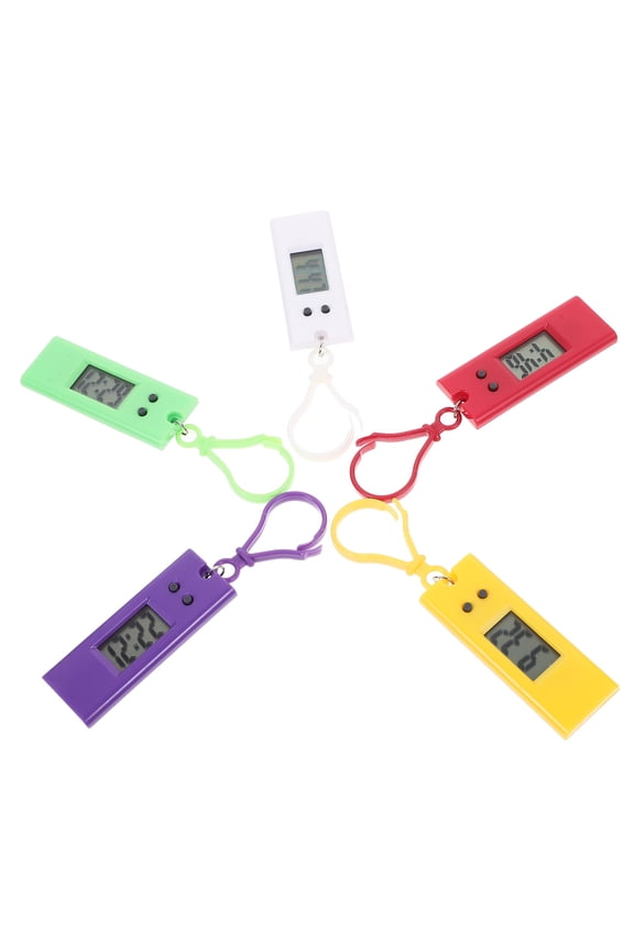 5Pcs Simple Electronic Pocket Watch Keyring Clip on Watch Made of Assorted Color