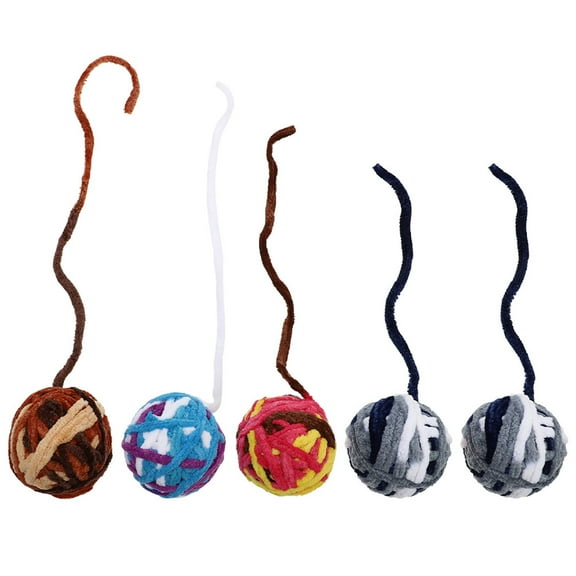Minkissy 5-Pack Wool Yarn Cat with Bell for Indoor Play and Interactive Pet Fun