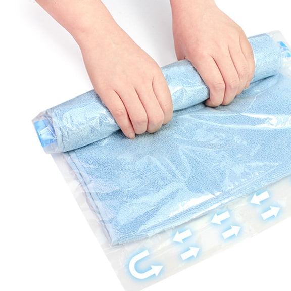 Minkissy 5-Pack Vacuum Storage Bags for Travel, Space-Saving Transparent PE Air Removal Bags for Bedding, Pillows, and Clothes
