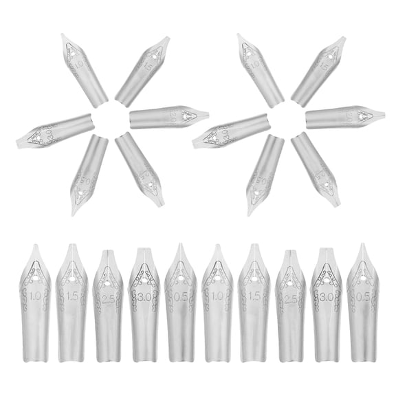 Minkissy 60Pcs Calligraphy Pen Nibs Silver Steel for Art Creation Practice Writing Back to School