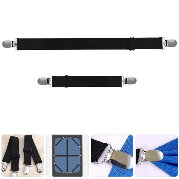 Minkissy 6Pcs Adjustable Black Tablecloth Holder Clips with Hidden Strap for Secure Table and Sheet Fastening