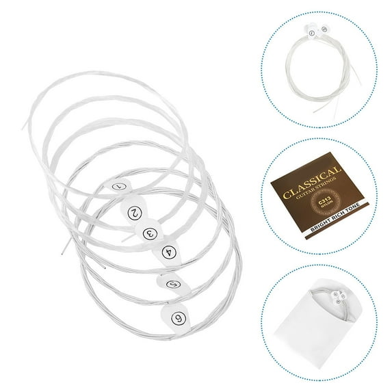 Minkissy 6-Pack Acoustic Guitar Strings Plated Copper Clear Tone Folk Guitar Accessory White Set