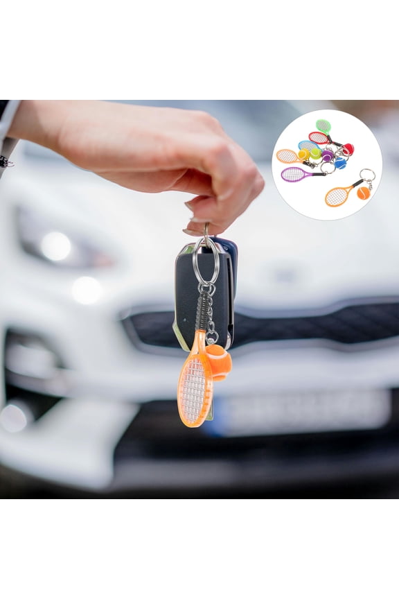6Pcs Lightweight Tennis Keychains Featuring Simulation Racket and Ball Pendant for Tote Bag Charms