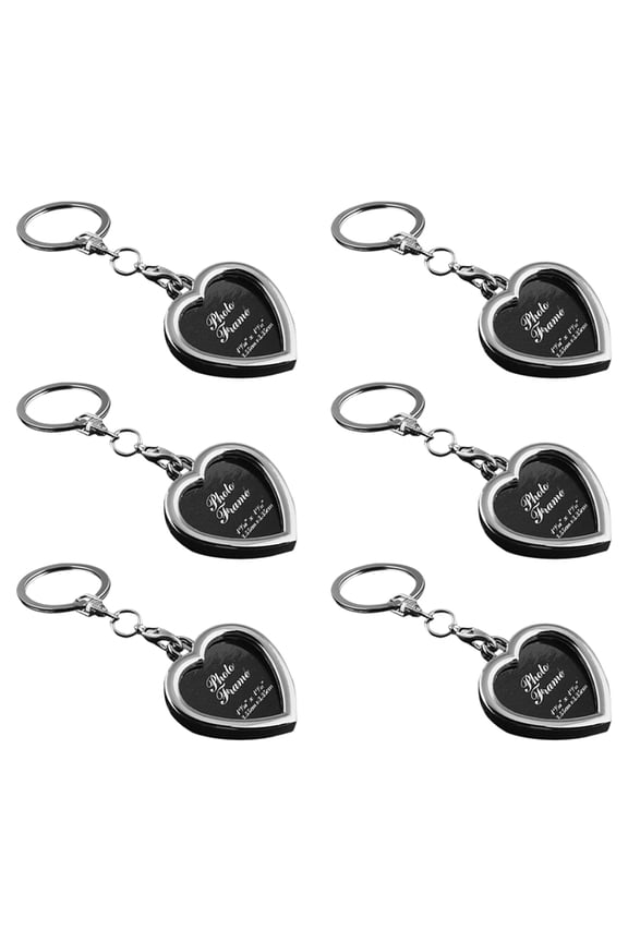 6Pcs Love Heart Keyring Photo Key Rings Metal For Couples Special Moments