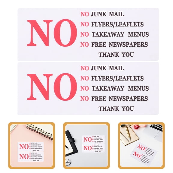 Minkissy 6-Pack No Junk Mail Stickers PVC Mailbox Decals for Outdoor Home and Business Mailbox Warning Signs