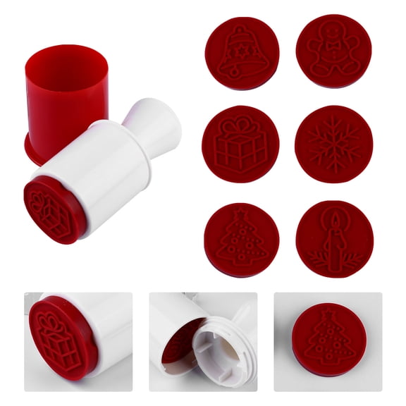 Minkissy 6Pcs Red Biscuit Stamps Baking Supplies for Professional Cake Shops