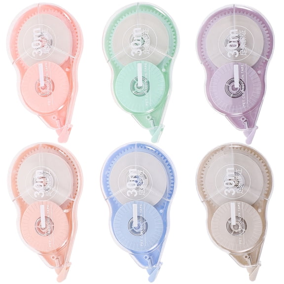 Minkissy 6Pcs White Adhesive Correction Tape with Comfortable Grip and Dual Gear Design for Daily Writing Correction