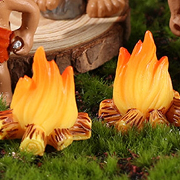 Minkissy 7Pcs Mini Campfire Figurines Resin Models Realistic Look for Collectors Display and Home Decor