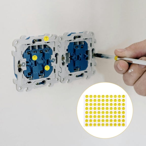 Minkissy 800Pcs Electrical Panel Labels Yellow Ground Symbol Stickers with Strong Adhesive