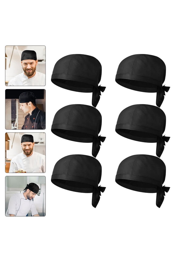 Black Cotton Chef Kitchen Hats, Simple Design Hair Caps for Restaurant and Cooking Use