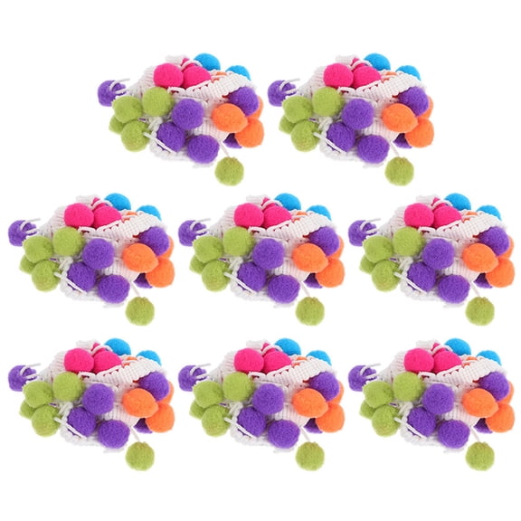 Minkissy 8 Pieces Fringe Trim Ribbon with Pom Pom , Polyester Craft Supplies for Handmade Decorations and Sewing Projects