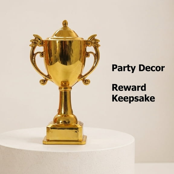 Minkissy 8Pcs Golden Miniature Plastic Trophy Decorations for Party Cake and Tabletop Display