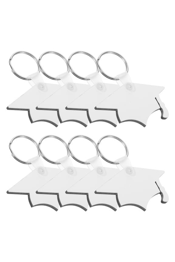 8Pcs Heat Transfer Printing Graduation Hat Keychains for Graduation Season