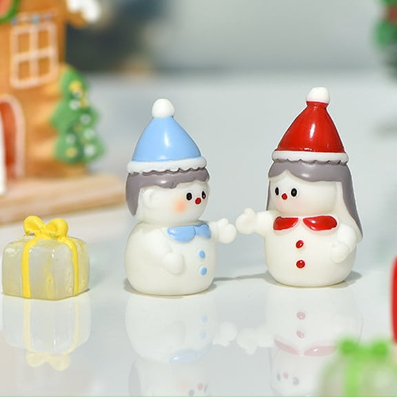 Minkissy 8-Piece Mini Snowman Figurines Set, White Resin Snowman Statues for Holiday and Winter Home Decoration