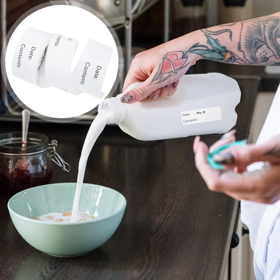 Minkissy Adhesive White Date Labels for Home Food Storage and Milk Organization Writable Stickers