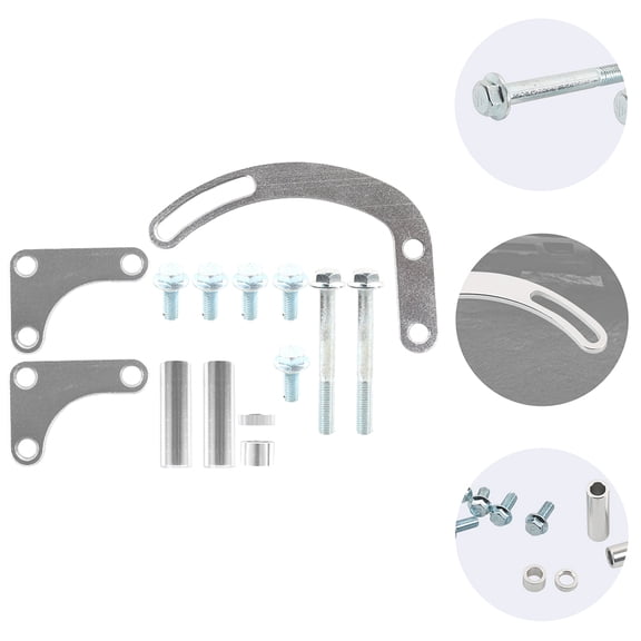 Minkissy 1 Set Adjustable Steel Pump Bracket for V-Type Engines, Automotive Engine Pump Mount Support Replacement Accessory