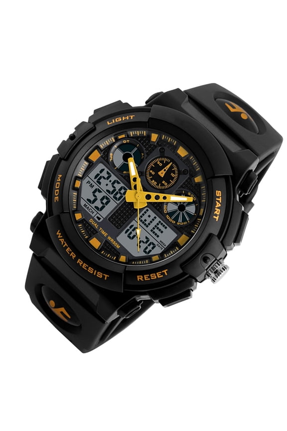 Men's Analog Digital Watch Tone with Stopwatch, Alarm, Dual Time Display, Water Resistant, Sport Casual Style