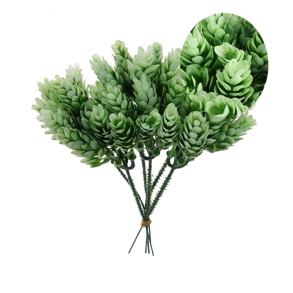 Minkissy Artificial Green Grass Plants Fake Pine Branches Green Plastic Decoration Indoor Decoration 1Pack