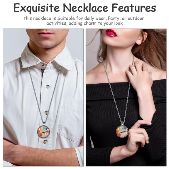Minkissy Artist Paint Palette Long Necklace Durable Zinc Alloy and Glass Pendant Jewelry