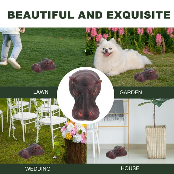 Minkissy Artistic Resin Hippo Pond Floating Decoration Realistic Brown Animal Statue for Garden and Fish Tank