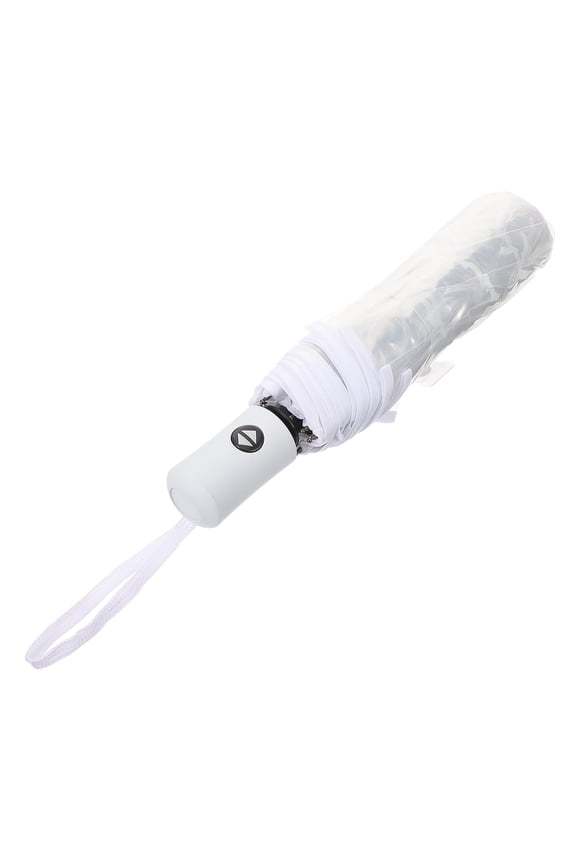 Automatic Folding UV Protection Umbrella White Plastic Zinc Alloy 1Pack for Travel