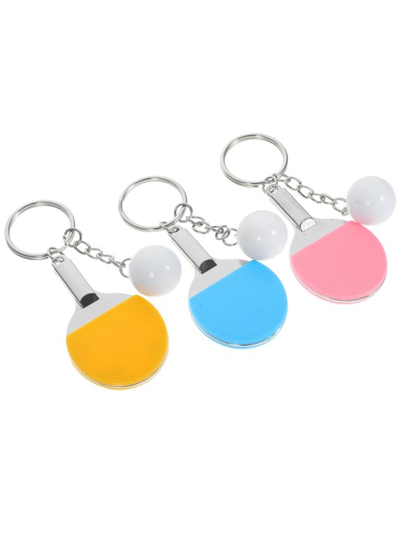 Table Tennis Keychain Set Assorted Color PP and Aluminum Alloy Decorative Sports Accessory