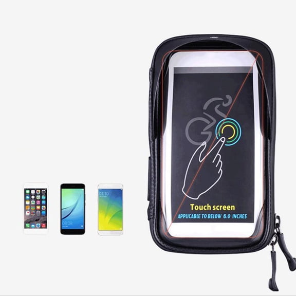 Minkissy Lightweight Bike Handlebar Phone Bag Black with Touchscreen Support Cycling Frame Pack