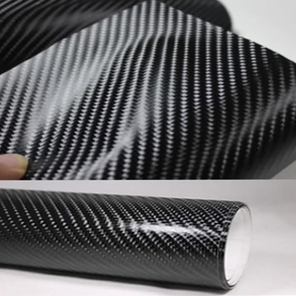 Minkissy Black 4D Carbon Fiber Vinyl Wrap, Self-Adhesive Sticker Roll for Auto and Vehicle Decor